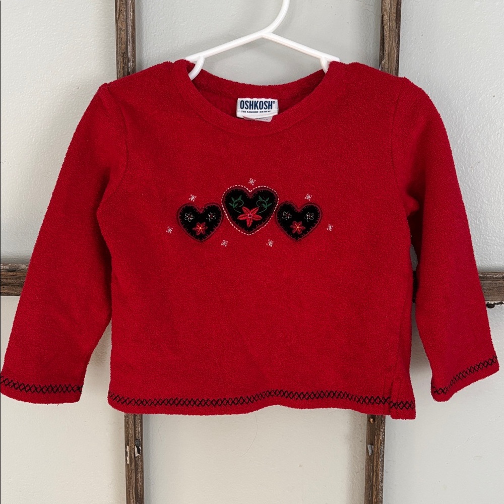 Vintage Oshkosh red and black toddler top